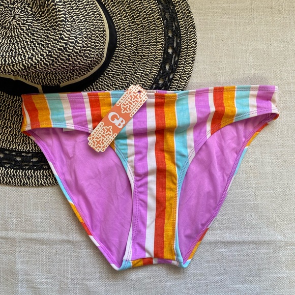 GB Bay Stripe Hipster Bikini Bottom NEW - Picture 1 of 8